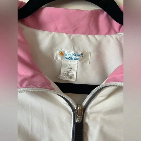 Vintage Y2K Pink White Colorblock Windbreaker Jacket Retro Sport Preppy zip up - Picture 6 of 6